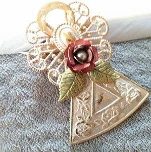 3/$20 Angel pin brooch filigree Rose brooch pin